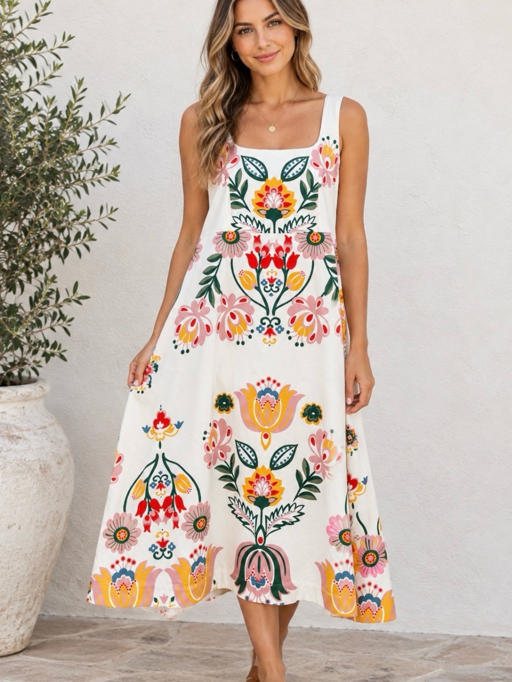Boden Folk Art Slavic Folk Nordic Summer Cottagecore Whimsical Botanical dress